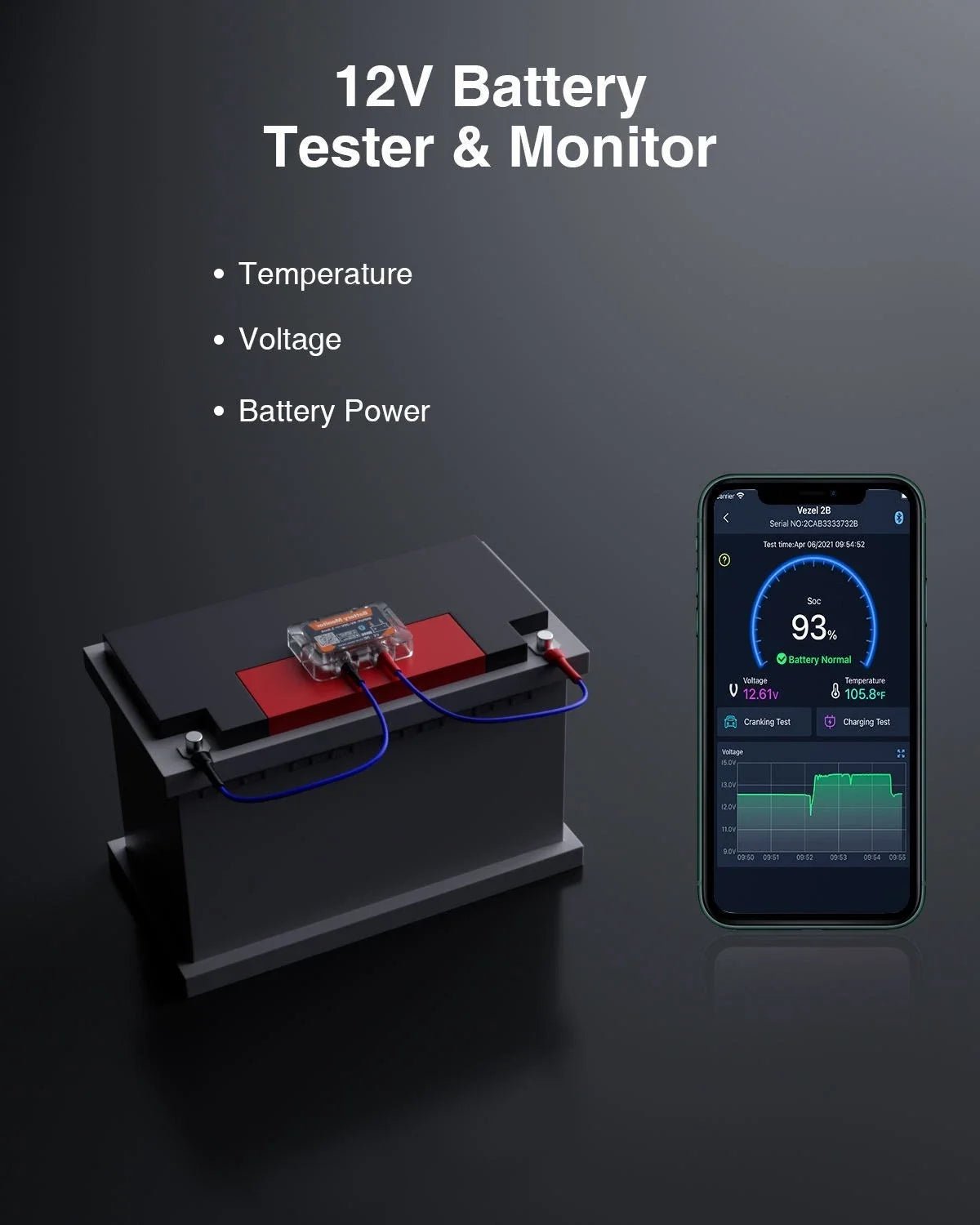 TAVICE Bluetooth 4.0 12V Car Battery Monitor BM6 Wireless Battery Health Tester with App - Office Catch