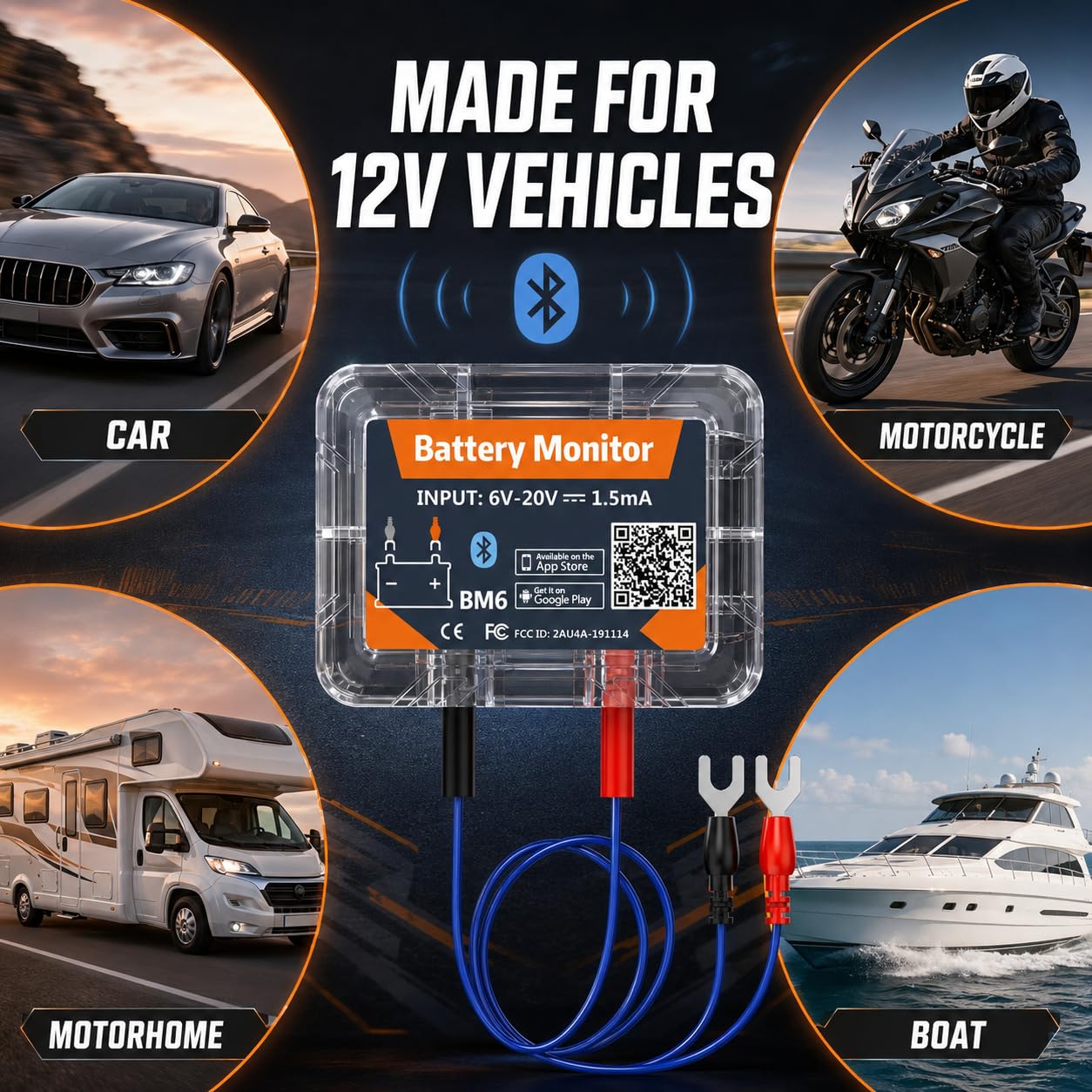 TAVICE Bluetooth 4.0 12V Car Battery Monitor BM6 Wireless Battery Health Tester with App - Office Catch