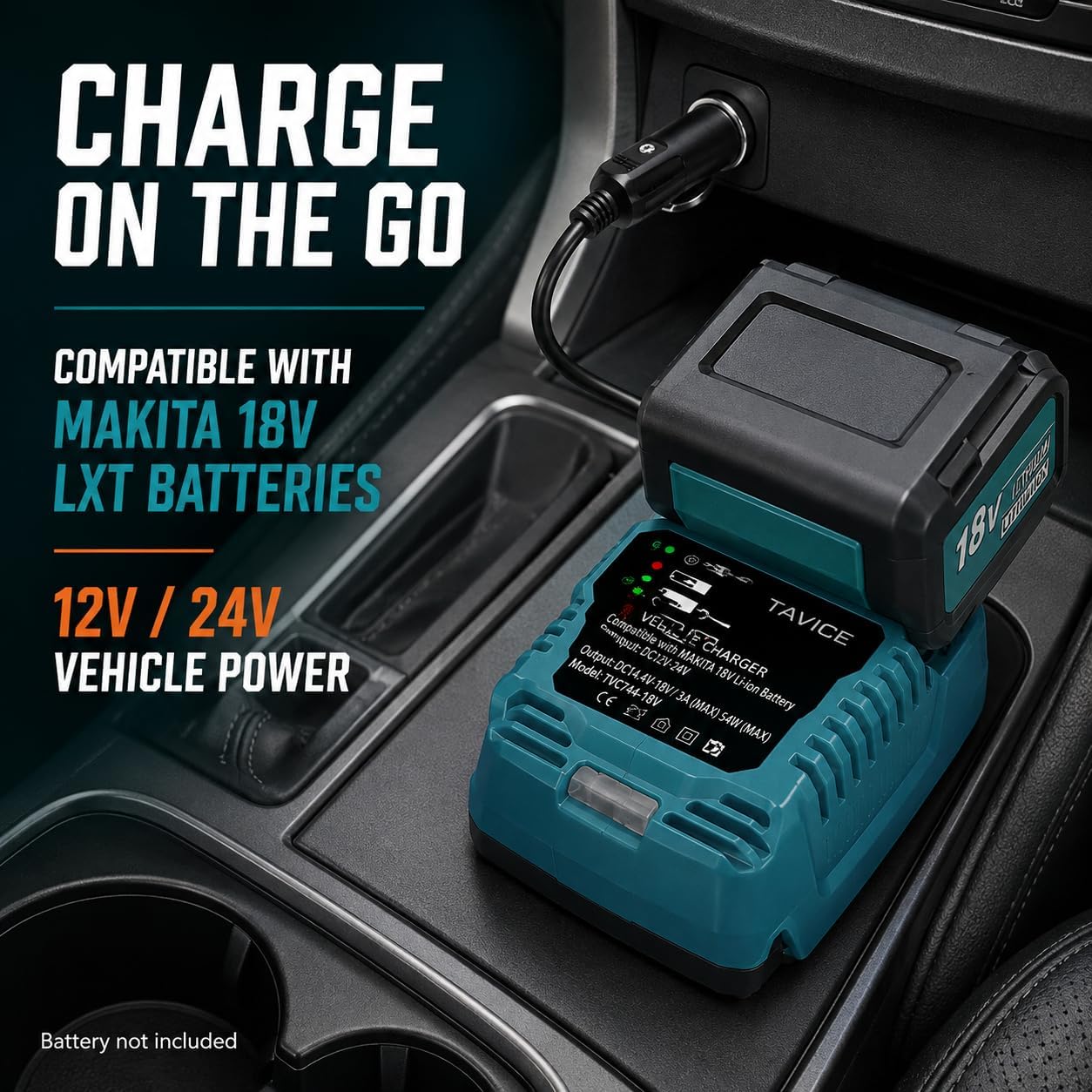 TAVICE Cigarette Lighter Socket Adapter Compatible with Makita 18V LXT Battery Mini Car Charger Power Adapter - Office Catch
