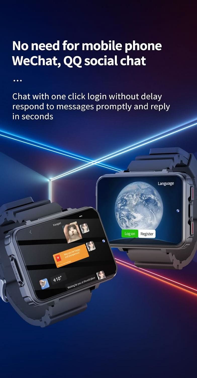 Tavice Helio Smart Watch with Sim Card, 2.4" Screen, GPS, Dual Camera, WiFi, Pedometer, 4G, Google Play Store - Battery Mate