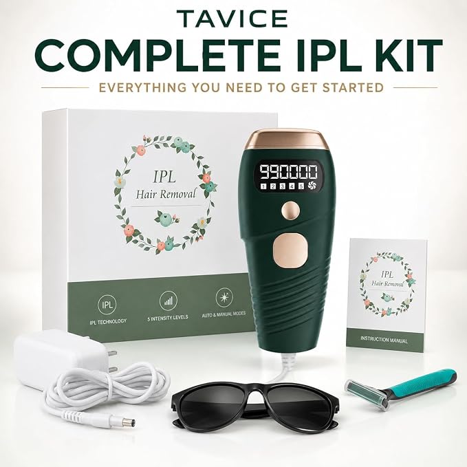 TAVICE IPL Hair Removal Device for Women and Men, 990,000 Flashes, At-Home Intense Pulsed Light Hair Remover for Face, Arms, Legs, Underarms, Bikini Line and Body - Office Catch