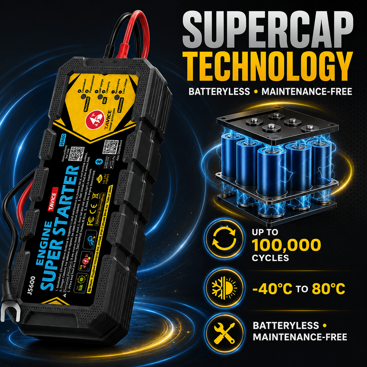 TAVICE LEAGEND JS200 On-Board SuperCap Jump Starter 12V Battery Booster Emergency Car Starter - Office Catch