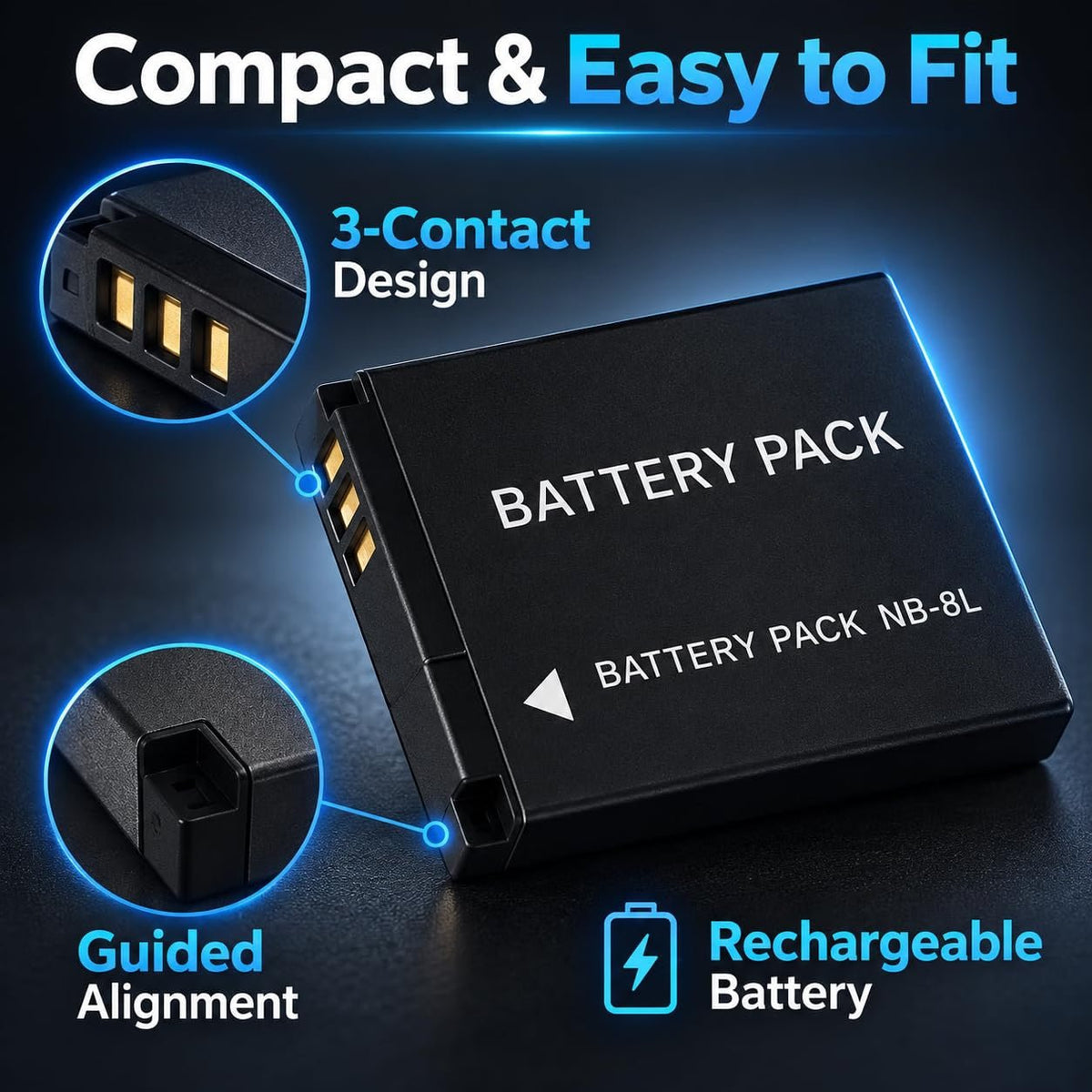 TAVICE NB-8L NB8L Replacement Battery Compatible with Canon PowerShot A3300 A3200 A3100 A3000 A2200 A1200 - Office Catch