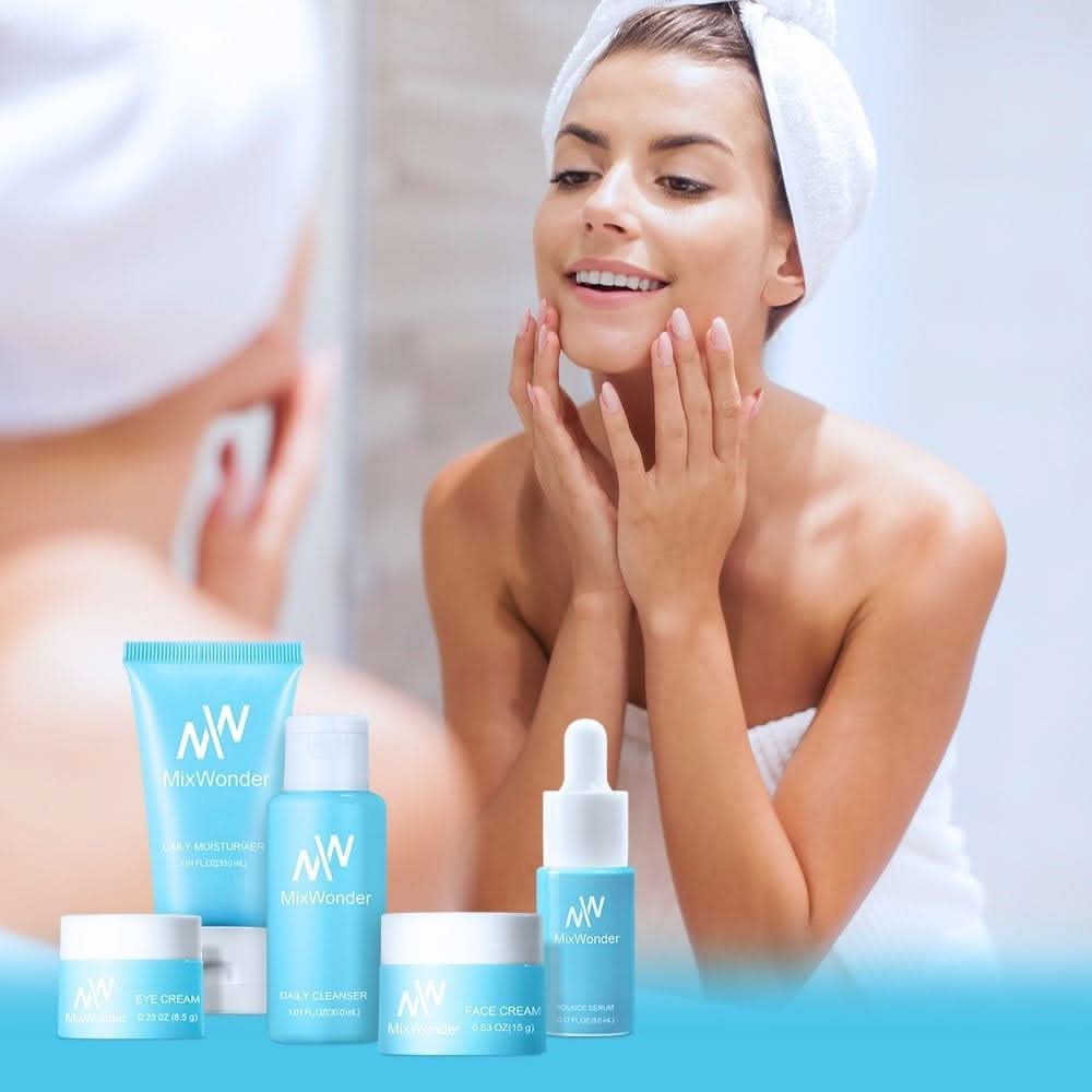 TAVICE Presents MixWonder Hydrating Skincare Set 5 - Piece Facial Care Set with Cleanser, Creams & Serum - Office Catch