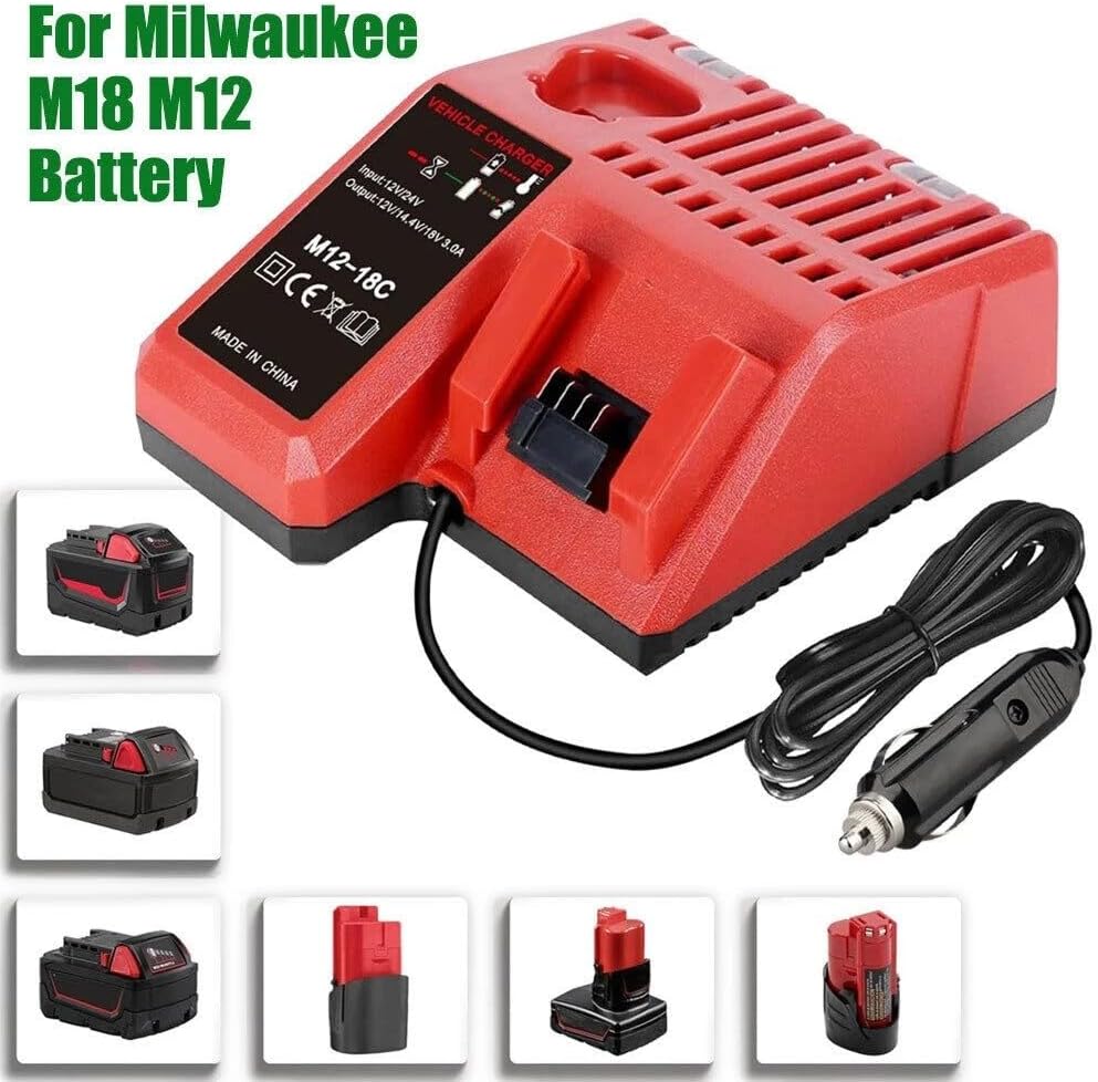 TAVICE Rapid Car Charger Compatible with Milwaukee M12 M18 12V 18V 48-11-1850 Li-Ion Batteries - Office Catch