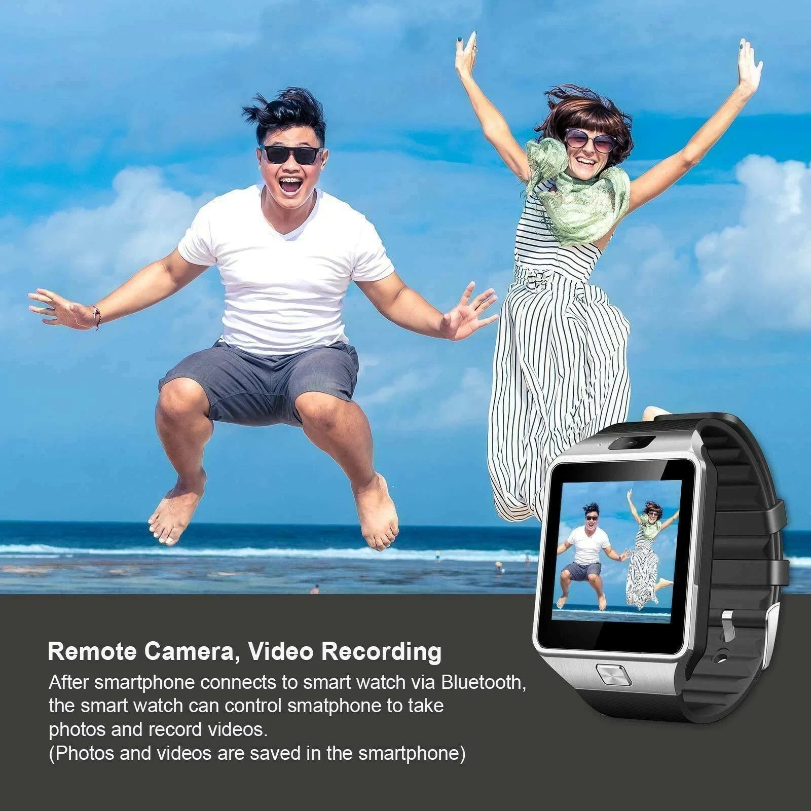 Tavice TZ1 Bluetooth Smart Watch with Touchscreen | Camera, Pedometer, Sleep Monitor, Notifications & Multi-Language Support - Office Catch
