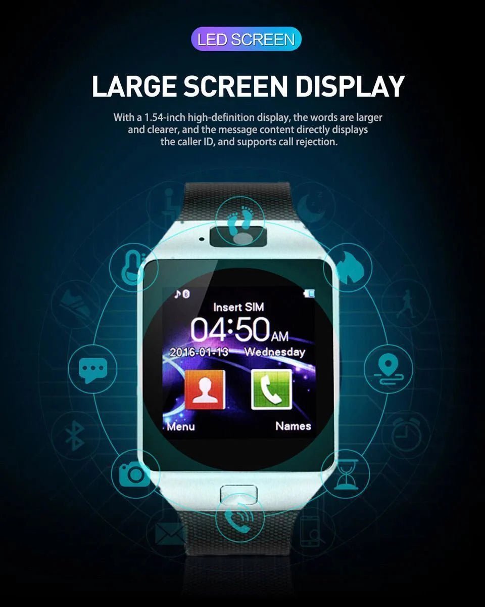 Tavice TZ1 Bluetooth Smart Watch with Touchscreen | Camera, Pedometer, Sleep Monitor, Notifications & Multi-Language Support - Office Catch