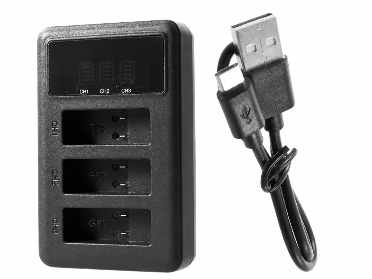 TAVICE Ultra Fast Charging USB Triple Battery Charger for GoPro HERO3 HERO3+ HERO4 Action Cameras | Charger Only Compact Fast USB - Office Catch