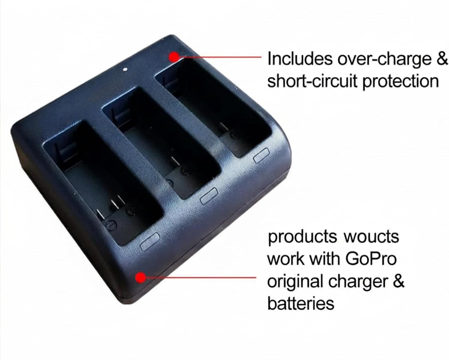 TAVICE Ultra Fast Charging USB Triple Charger for GoPro Hero 8 7 6 5 Action Camera | Multi Battery Fast Smart Charging Dock - Office Catch