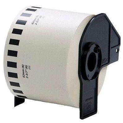 10 x Compatible Brother DK-22205 White Paper Tape Roll - 62mm x 30.48m - With Holders - Office Catch