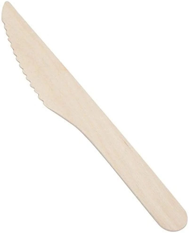 100 Pack | Disposable Wooden Knife All-Natural, Eco-Friendly, Biodegradable, and Compostable - Office Catch