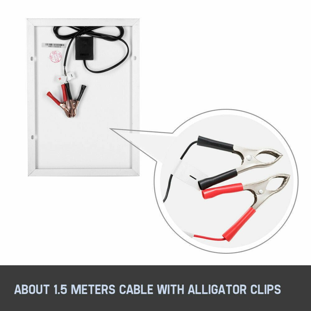 10W Solar Panel Kit 12V Power Caravan Camping Battery Charging Home Garden - Office Catch