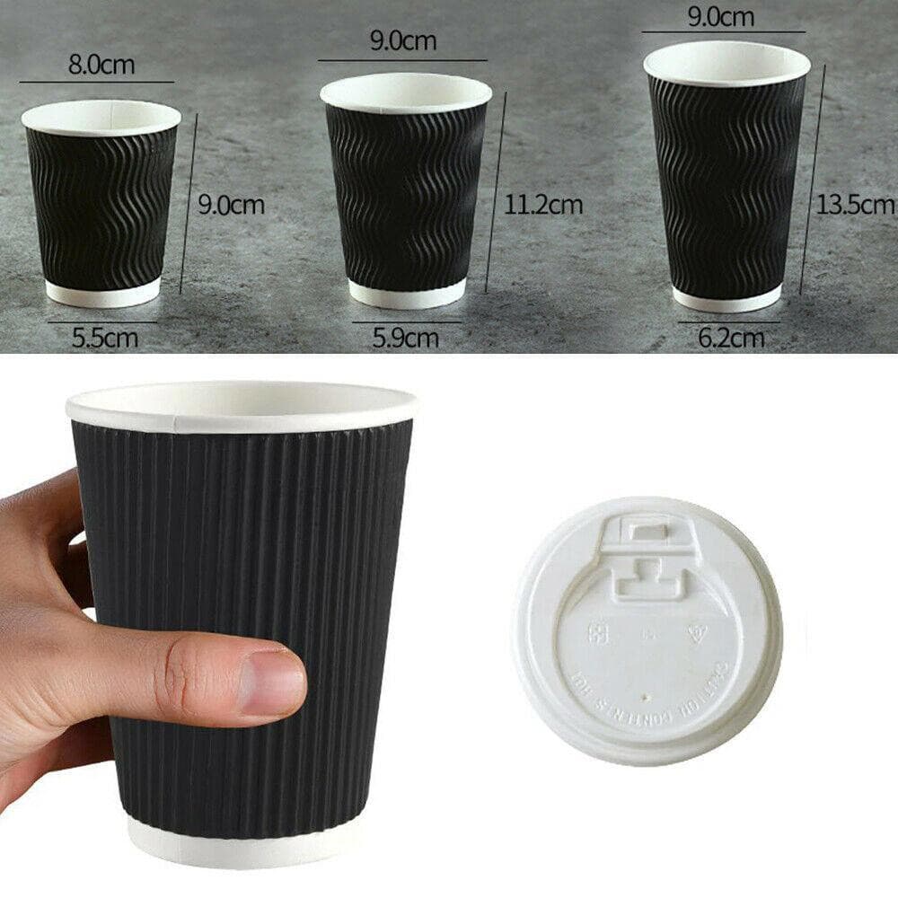 12oz (Medium) 1000pcs Triple Wall Coffee Cups Disposable Bulk Takeaway - Office Catch