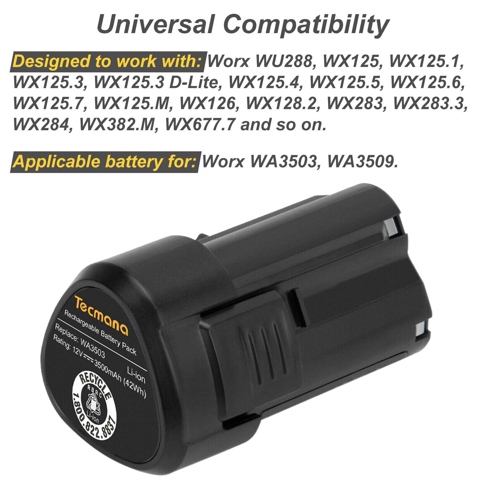 12V 2.0AH Replacement Power Tools battery for Worx WA3503 WA3509 WU288 WX125 WX125.1 - Office Catch