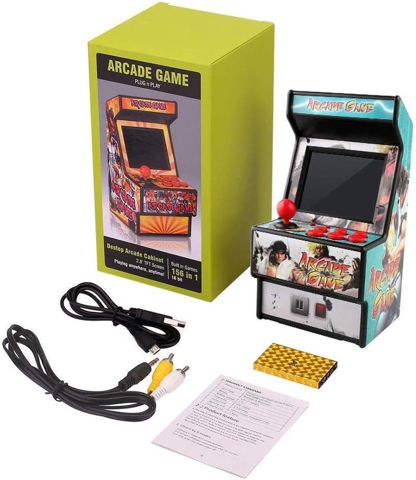 156 Games for Sega Retro Mini Arcade Game Console with 2.8 Inch Colorful Display Rechargeable Battery + AV output to TV - Office Catch