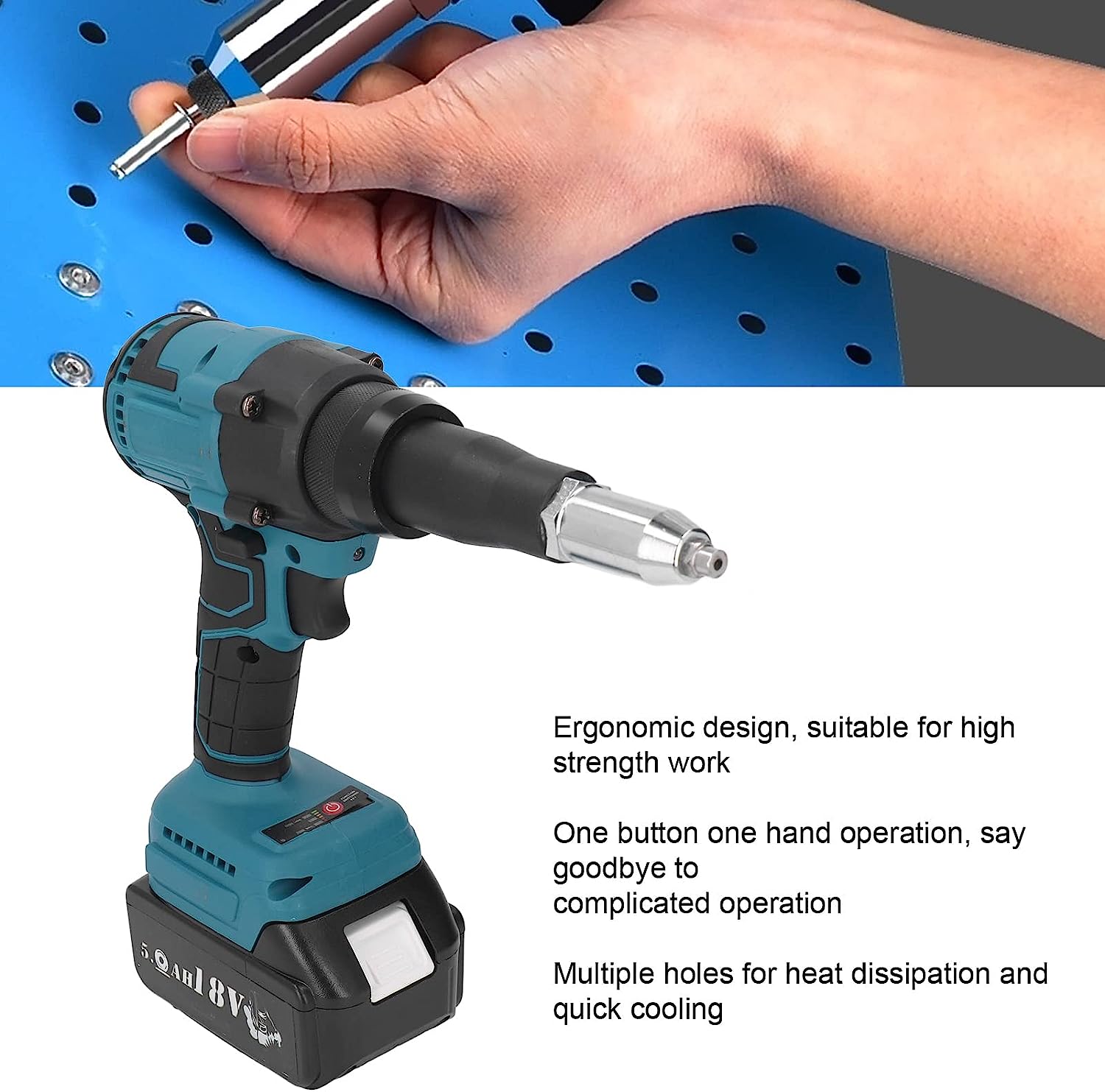 18V Brushless Cordless Rivet Gun Automatic Blind Riveting Nut & 18V Lithium Battery - Office Catch