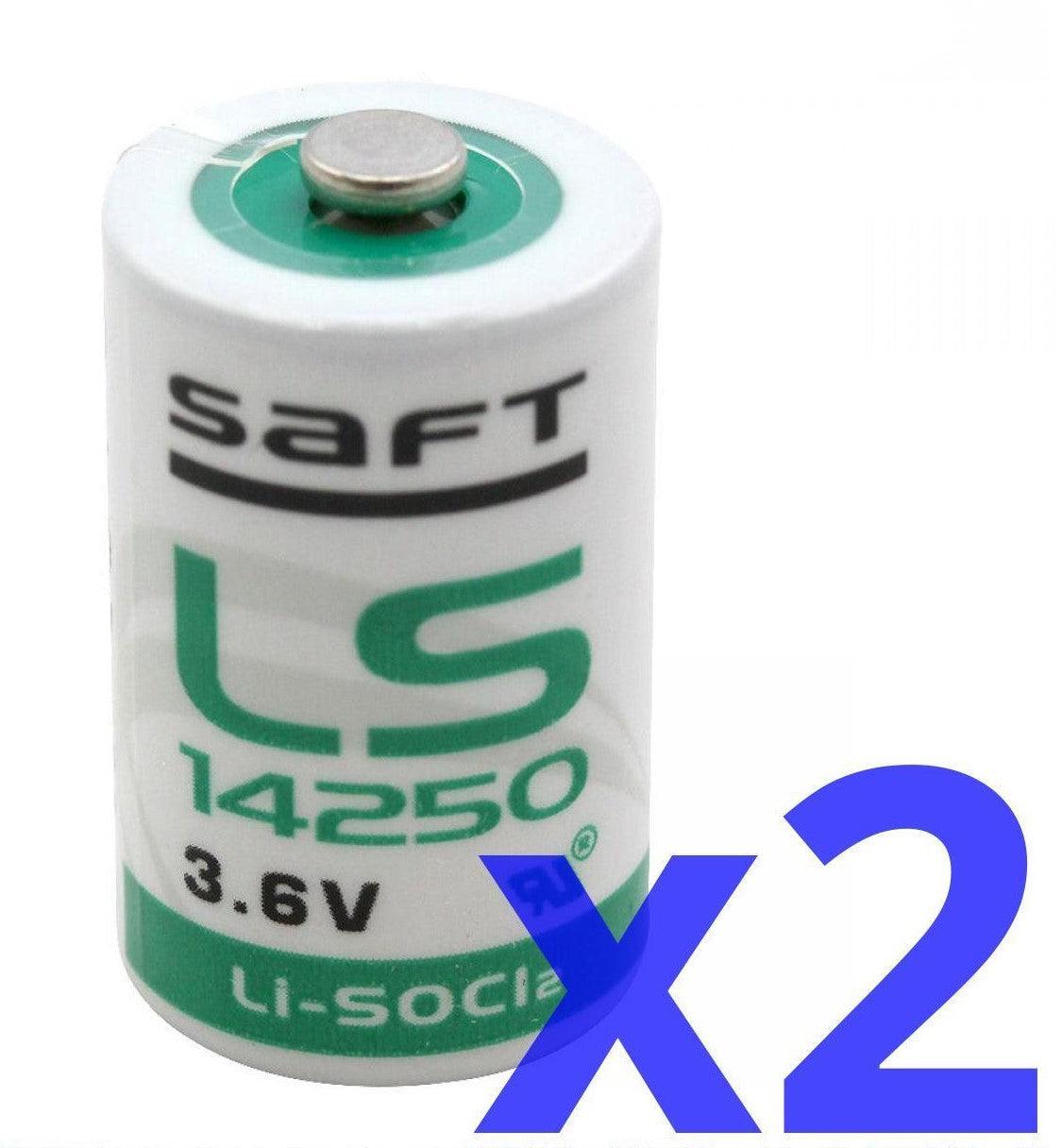 2 Pack | Saft LS14250 ER14250 3.6V Lithium Battery 1/2AA R6 Li-SOCl2 nipple top battery - Office Catch