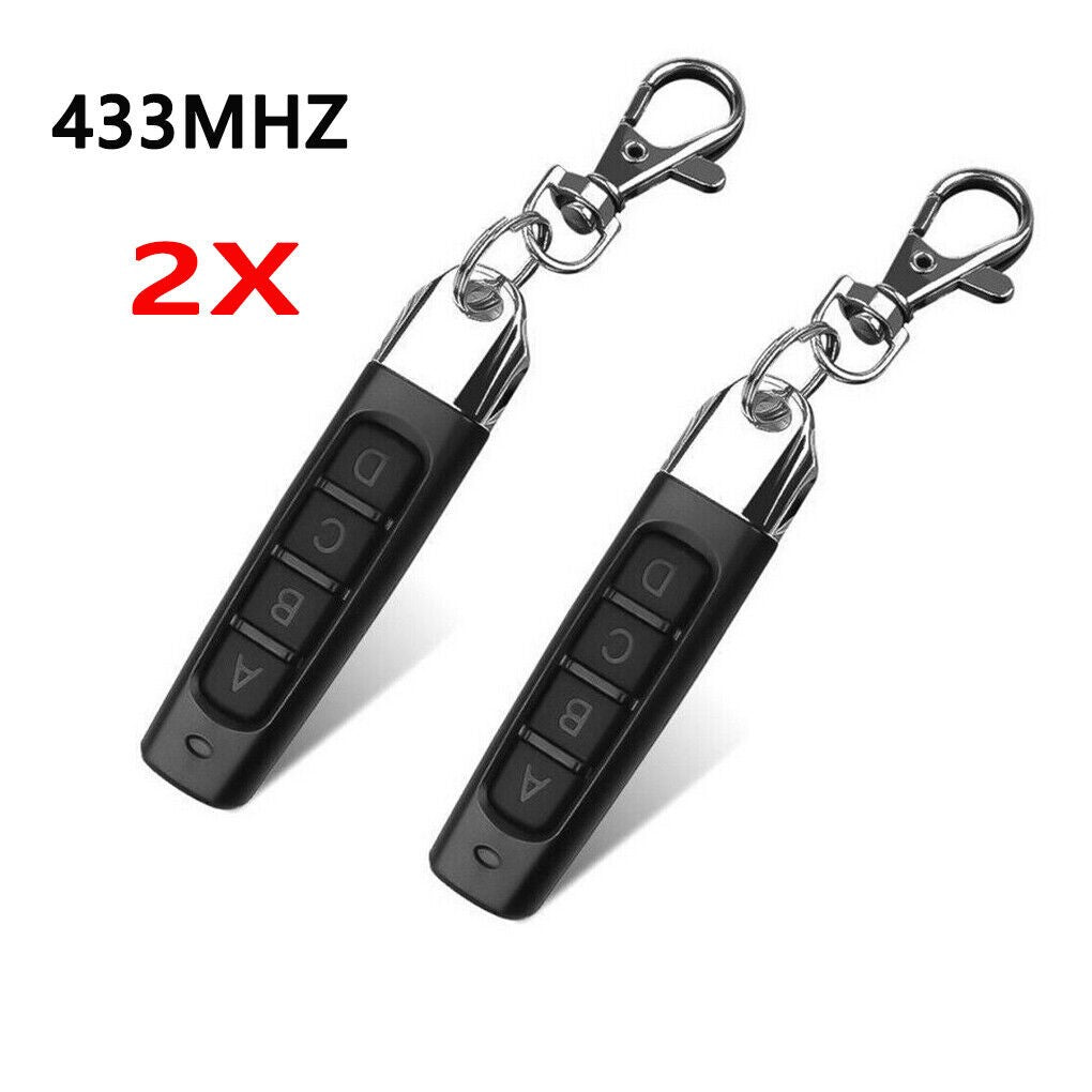 2 Pack Universal 433MHZ Remote Control Garage Door Gate Car Cloning Wireless Key Fob - Office Catch