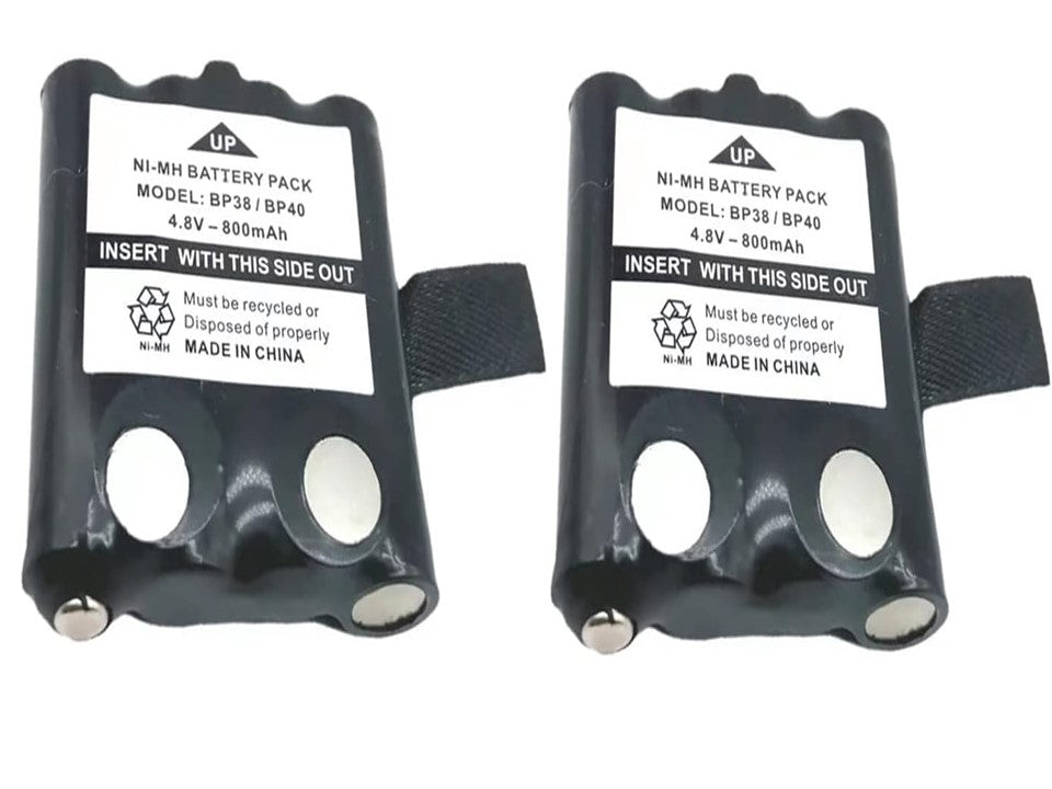 HQRP 2-Pack Replacement Battery For Uniden BP-38 / BP-40 Two-Way Radios, 8877721013121