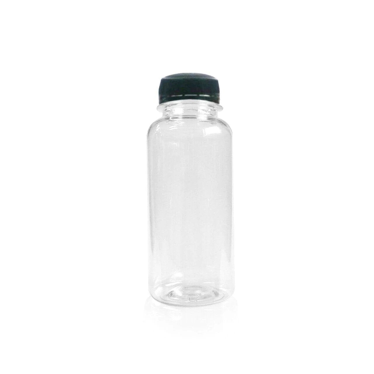 20 Pack | 250ml Clear Bottles Round PET With Black Lids Tamper Evident - Office Catch