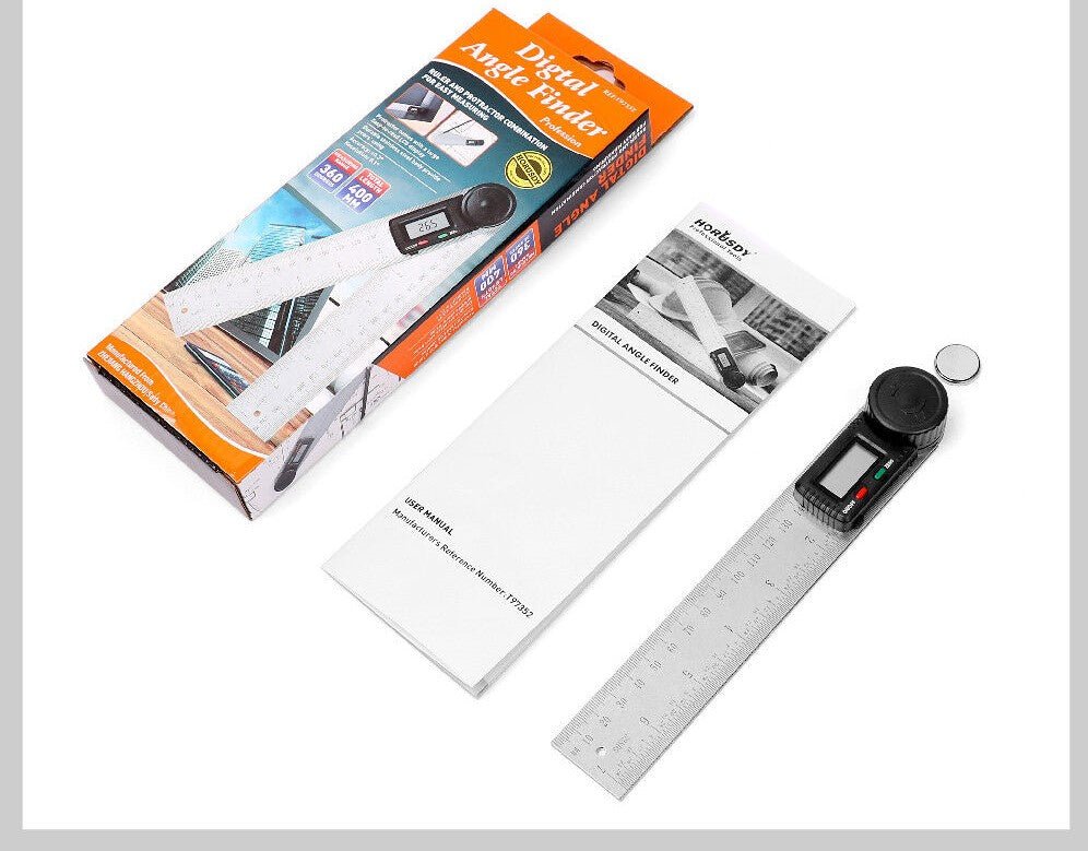 200mm Digital Angle Finder Ruler Protractor Measure Meter Stainless Steel 0-360° - Office Catch