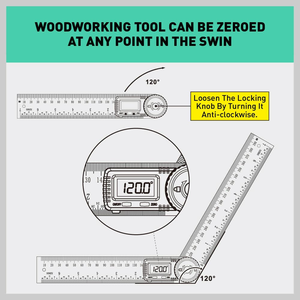 200mm Digital Angle Finder Ruler Protractor Measure Meter Stainless Steel 0-360° - Office Catch