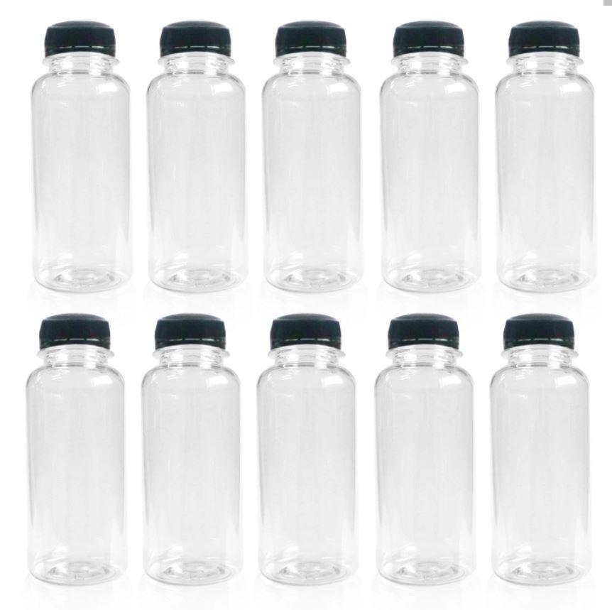 20x Bottles | 250ml Round Clear Plastic Bottles PET With 38mm Lids Tamper Evident - Office Catch