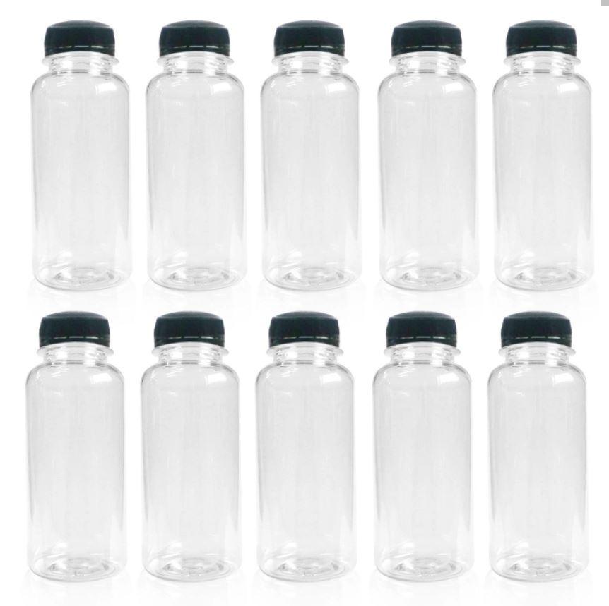 20x Bottles | 500ml Round Clear Plastic Bottles PET With 38mm Lids Tamper Evident - Office Catch