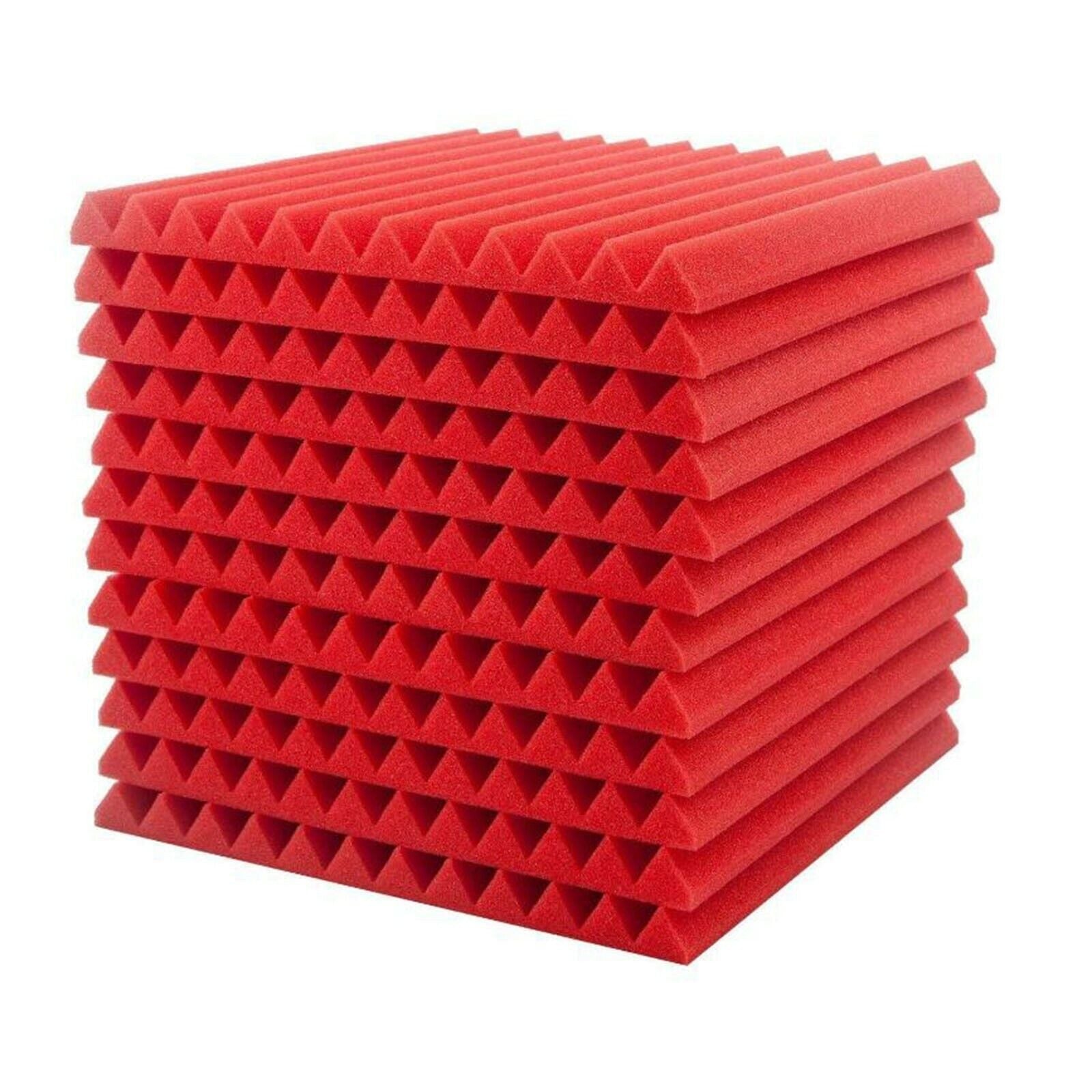 24 Pack Acoustic Foam Panels, 30x 30x 2.5cm Studio Soundproofing Wedges Fire Resistant Sound Proof Padding Acoustic Treatment Foam (Red) - Office Catch