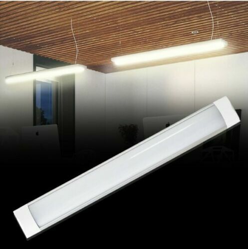 2Pcs 4FT 1200mm Slim LED Wide Batten Tube Light Ceiling Strip Bar Light Daylight - Office Catch