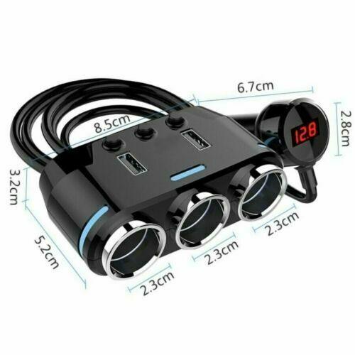 3 Way Multi Car Cigarette Lighter Socket Splitter Dual USB Charger/Power Adapter - Office Catch