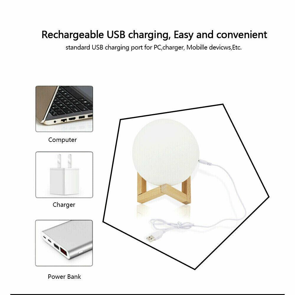 3D Moon Shaped USB LED Lamp Night Light Touch Sensor - Office Catch