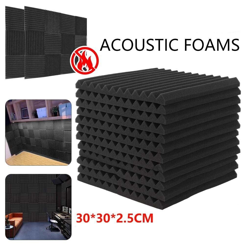 48 Pack | Studio Acoustic Foam Sound Absorbtion Proofing Panels Tiles Wedge | 30*30*2.5cm - Office Catch