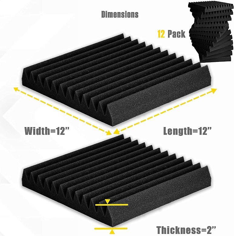 48x Pack | Studio Acoustic Foam Sound Absorbtion Proofing Panels Tiles Wedge | 30*30*5cm - Office Catch