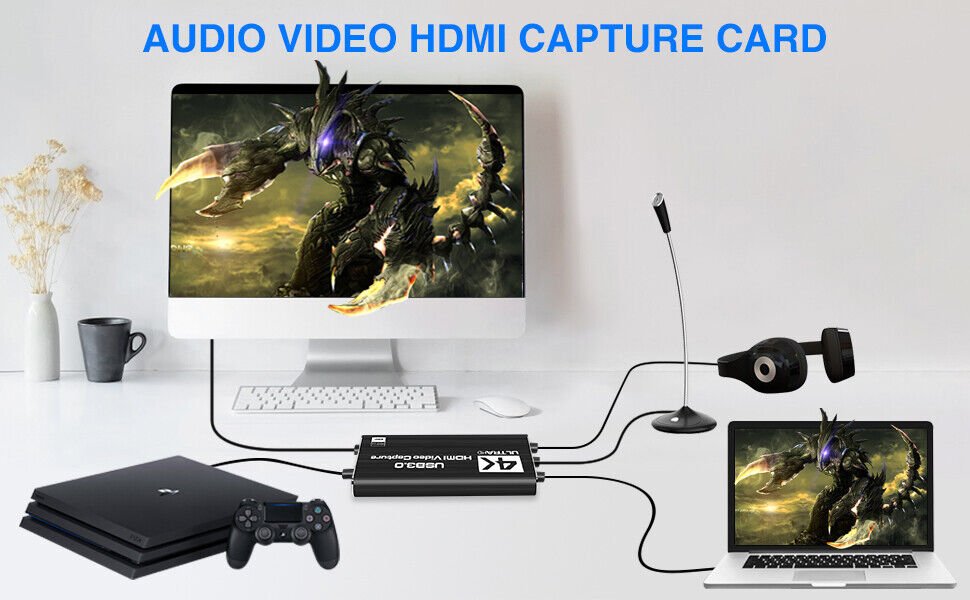 4K 1080P Audio Video Capture Card HDMI to USB 3.0 Game Capture Card For PS4/PC - Office Catch