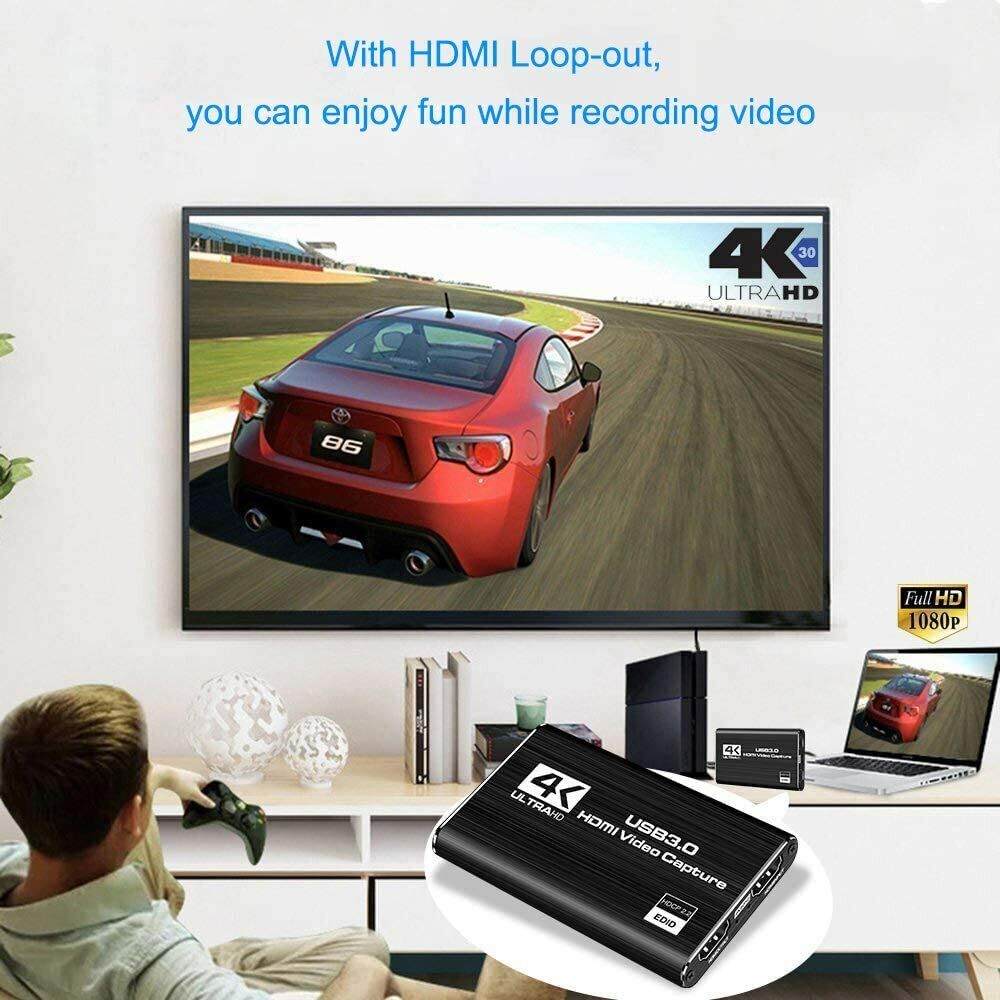 4K 1080P Audio Video Capture Card HDMI to USB 3.0 Game Capture Card For PS4/PC - Office Catch