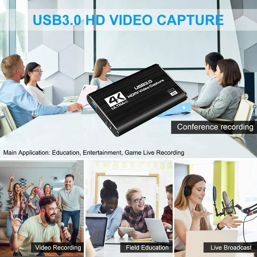 4K 1080P Audio Video Capture Card HDMI to USB 3.0 Game Capture Card For PS4/PC - Office Catch