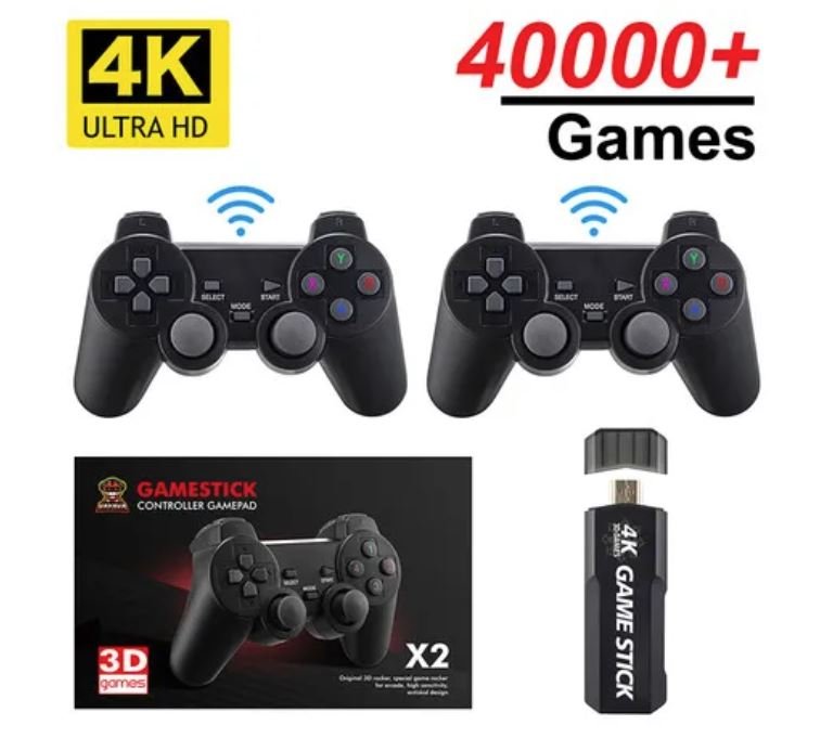 4K Game Stick 128G 40000 Games Retro Game Console HD Video Game Console Wireless Controller For PSP PS1 - Office Catch