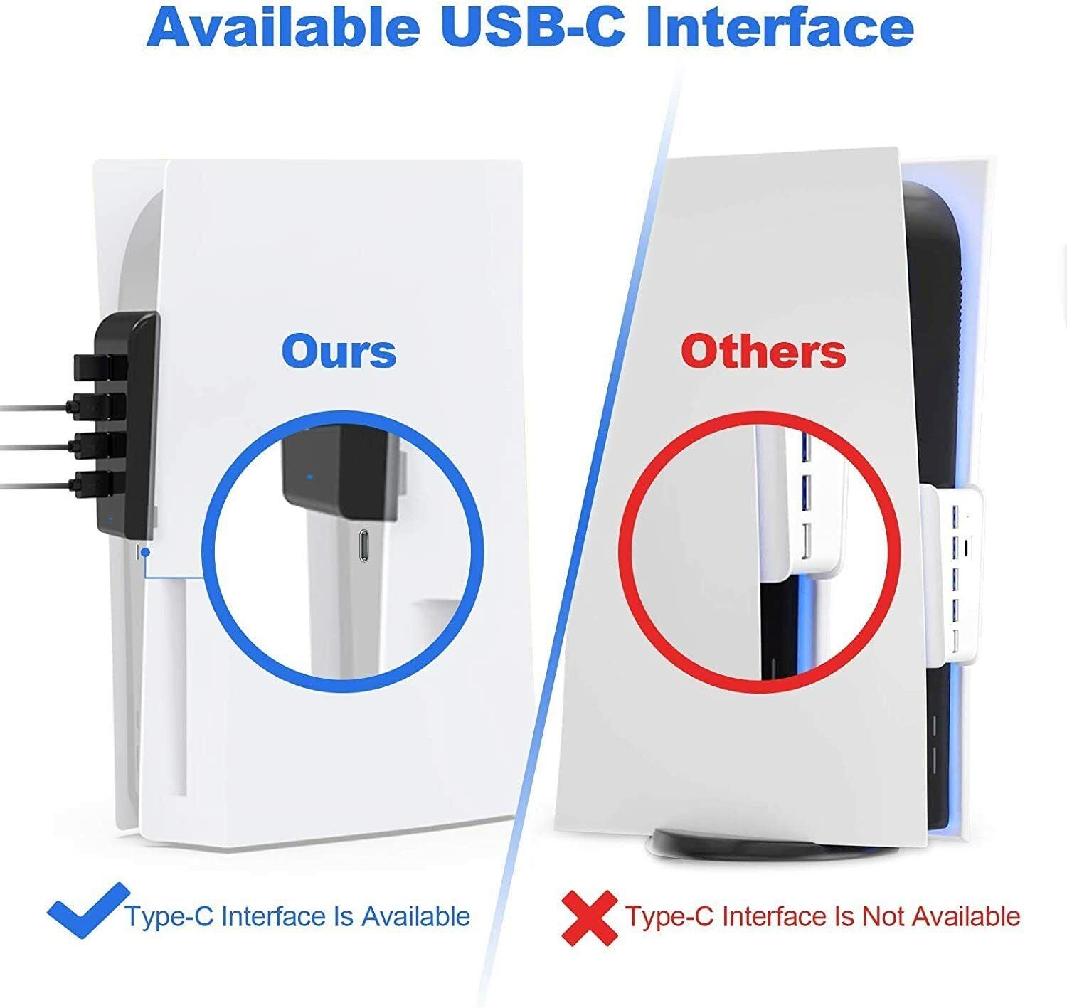 4Port USB 2.0 Hub For PS5 High-Speed Data Transmission Expansion Adapter - Office Catch