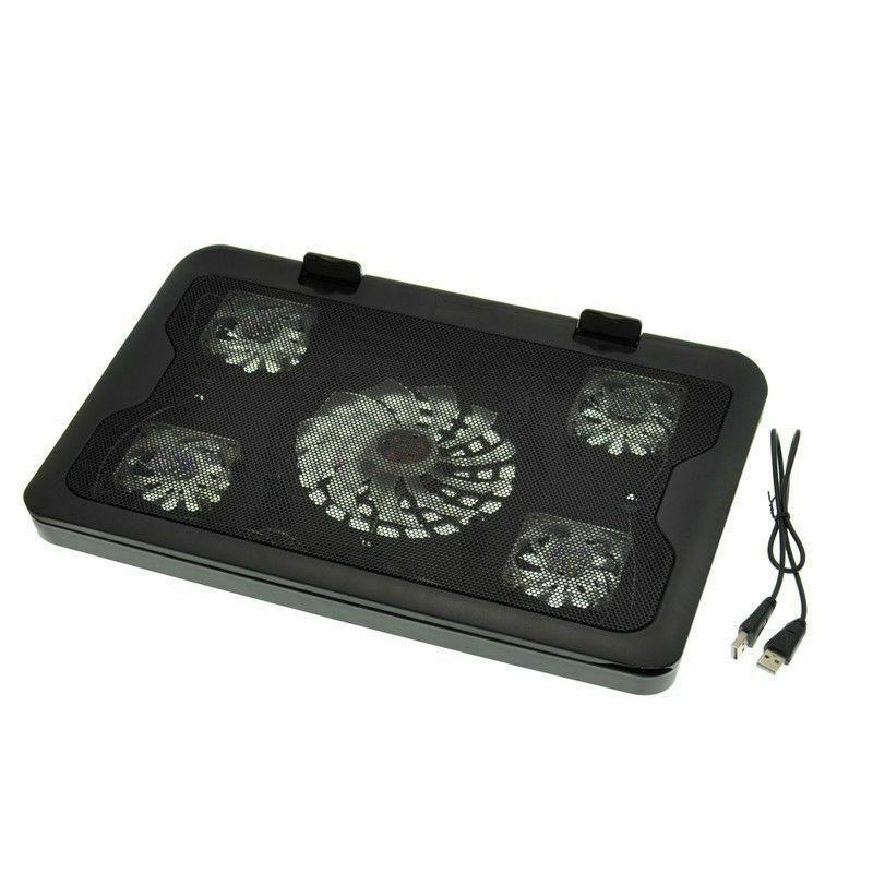 5 Fans LED USB Adjustable Height Stand Pad Cooler For Laptop Notebook 7"-17" - Office Catch