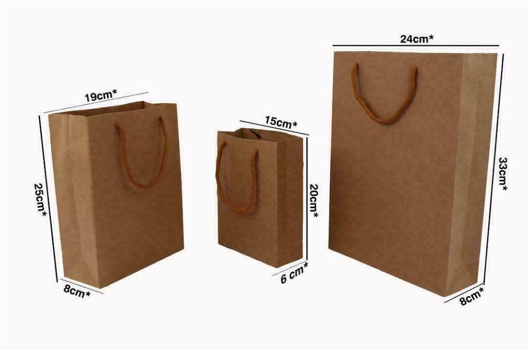 50x STRONG Kraft Paper Bags , Gift Carry Craft Brown Bag with Handles | 24x33x8cm Size - Office Catch