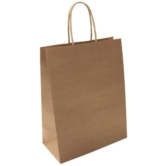 50x STRONG Kraft Paper Bags , Gift Carry Craft Brown Bag with Handles | 24x33x8cm Size - Office Catch