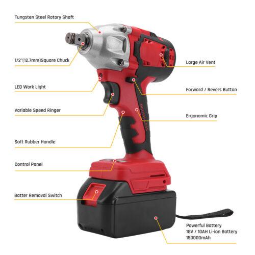 520Nm Cordless Impact Wrench Brushless Rattle Gun 1/2'' Drive + Lithium Battery - Office Catch