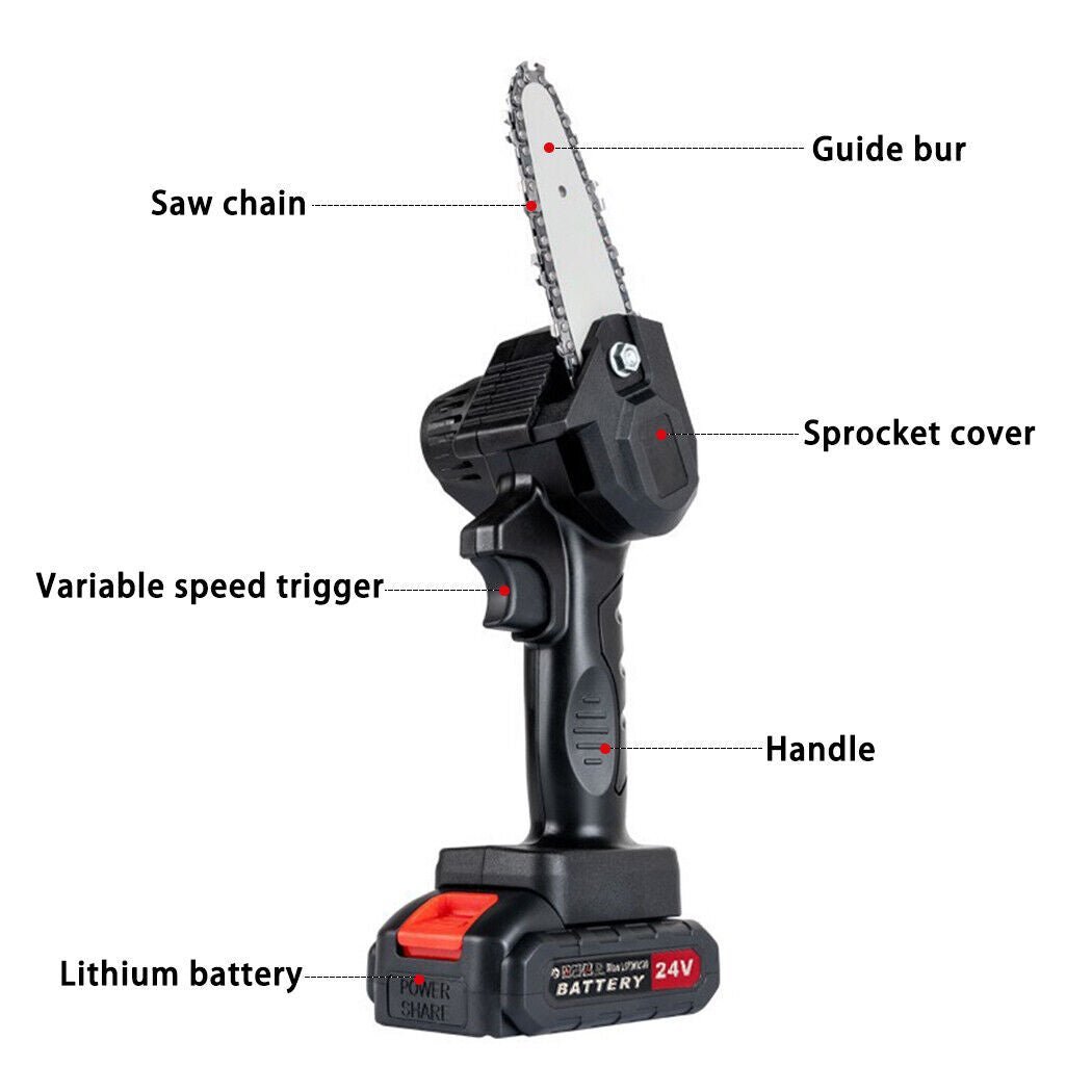 6'' Electric Cordless Chainsaw & 2x Rechargeable Batteries - Office Catch