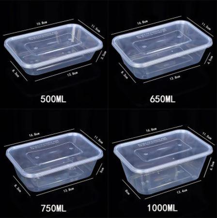 650ml (Medium) | 100 Pcs Take Away Containers & Lids Disposable | Plastic Food Container - Office Catch