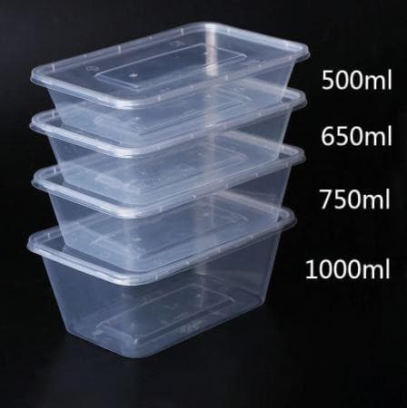 650ml (Medium) | 100 Pcs Take Away Containers & Lids Disposable | Plastic Food Container - Office Catch