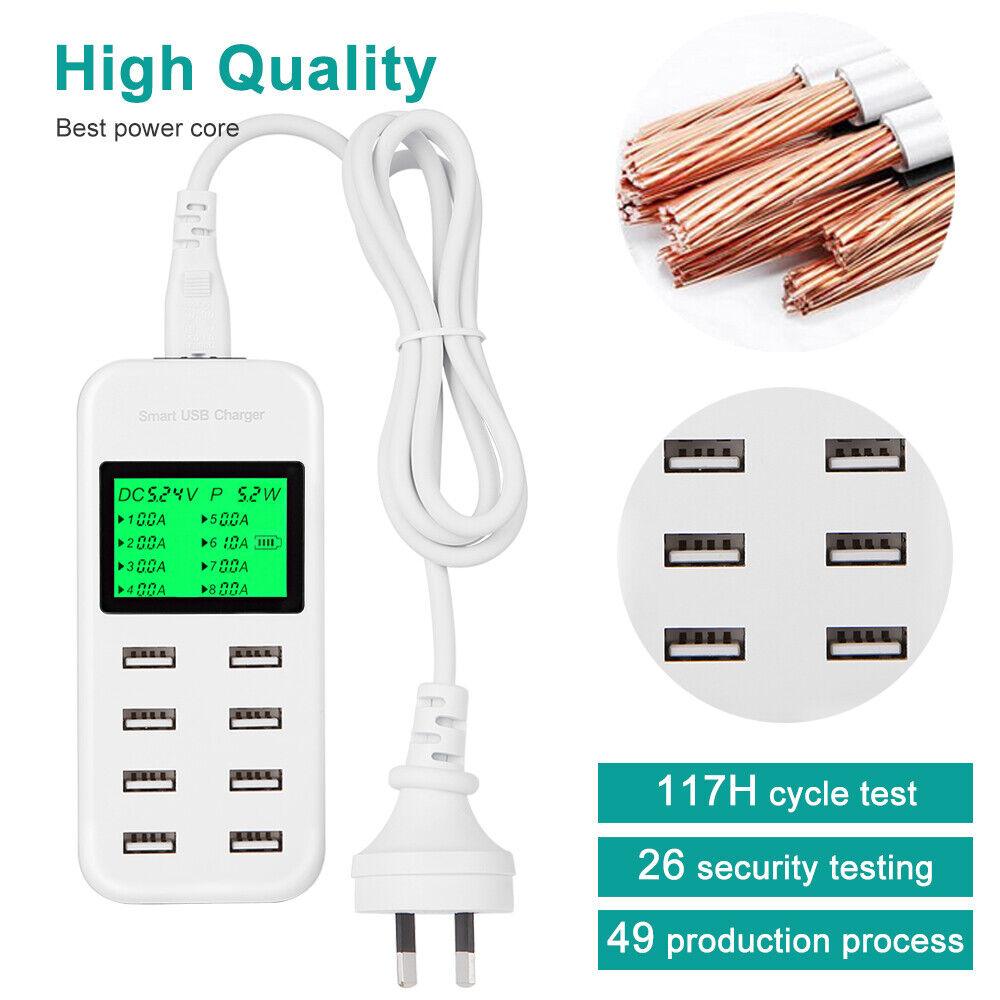 8 Port USB Hub Multi Dock Phone Charger Charging Station Desktop Power Adapter - Office Catch