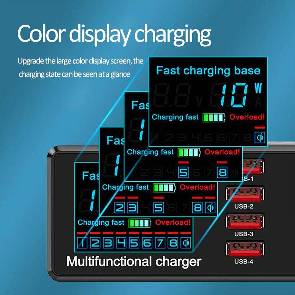 8 Ports USB Quick Charge Fast Wireless Charging Station 100W - Office Catch