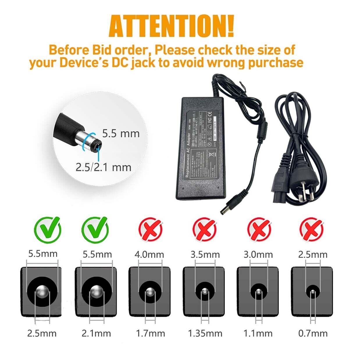 90W AC Adapter Charger Power Supply For ASUS Toshiba Laptop 19V 4.74A +AU Cord - Office Catch