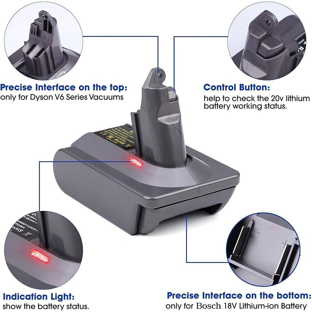 Bosch Milwaukee DeWalt Adapter Convert To Dyson V6 - Office Catch